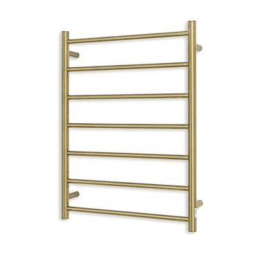 7 Bar Heated Towel Ladder - Round - 240 Volt - Brushed Gold