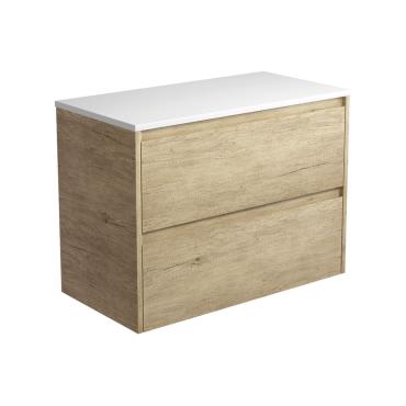 Amato Scandi Oak Wall Hung Vanity w/ Ceramic Top - Timber