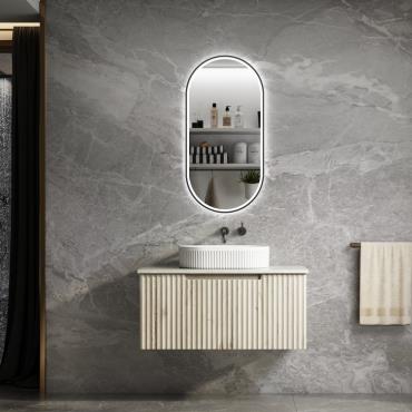 Calder Wall Hung Vanity w/ Ceramic Top - Timber