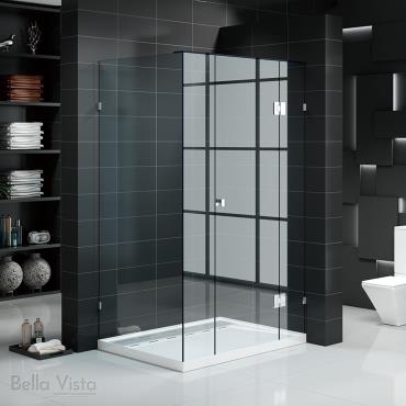 Frameless Shower Screens Front & Return - Brushed Nickel