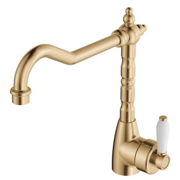 Eleanor Shepherds Crook Sink Mixer Ceramic Handle - Urban Brass