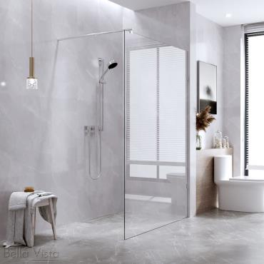 Frameless Glass Panels Shower Screen w/ Gun Metal Channel - Brushed Gold