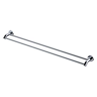 Kaya Round Double Towel Rail - Brushed NIckel
