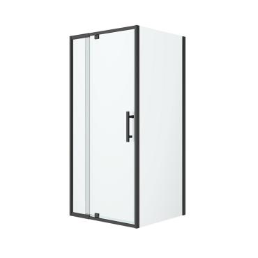 Louve Pivot Shower Screen Front and Return - Black (Matt)