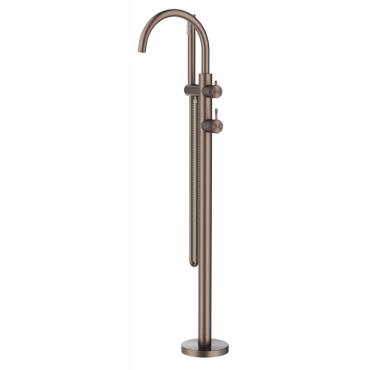 Mica Fluted Freestanding Bath Mixer with Hand Shower - Dusk Bronze