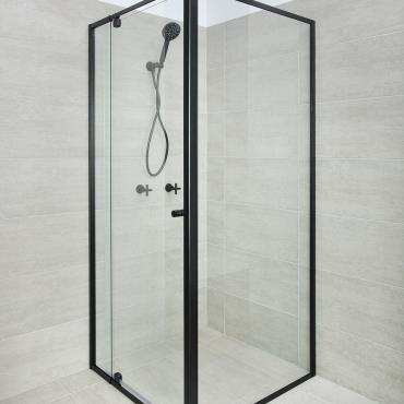 Optima Shower Screen Front Only Installed - Black (Matt)