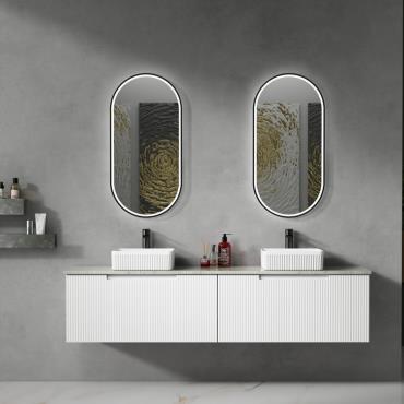 Perla Wall Hung Vanity w/ Stone Top - White (Matt)