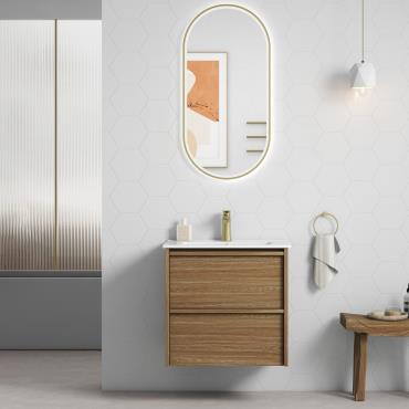 Venetta Framed Wall Hung Vanity - Harvest Oak