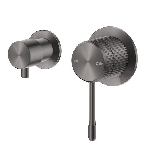 TAPWARE - Mica Fluted Shower Mixer Diverter - Sideways - Gun Metal Grey
