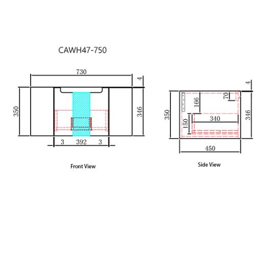 VANITIES - Carita Wall Hung Vanity - 750mm