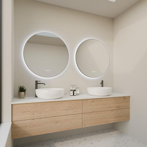 MIRRORS AND CABINETS - Circo LED Mirror - Black (Matt), Brushed Gold, Brushed Nickel, Gun Metal Grey, Bluetooth