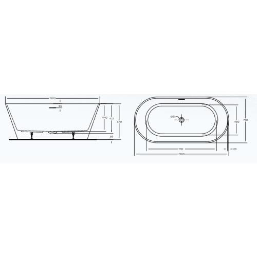 BATHS - COOPER Free Standing Bath Tub - 1500mm