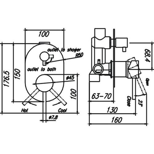 TAPWARE - Ideal Wall Mixer with Diverter - 