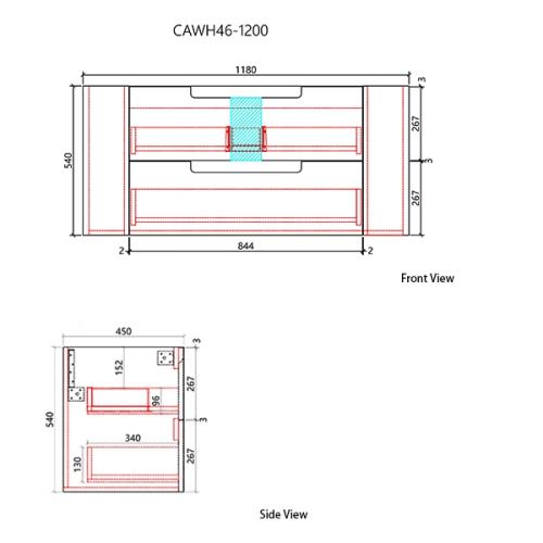 VANITIES - Curva Wall Hung Vanity - 1200mm
