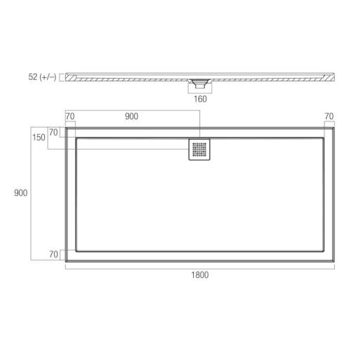 SHOWERS - ECO Shower Bases - OVER 1000mm - 1800 x 900mm, Rear Waste