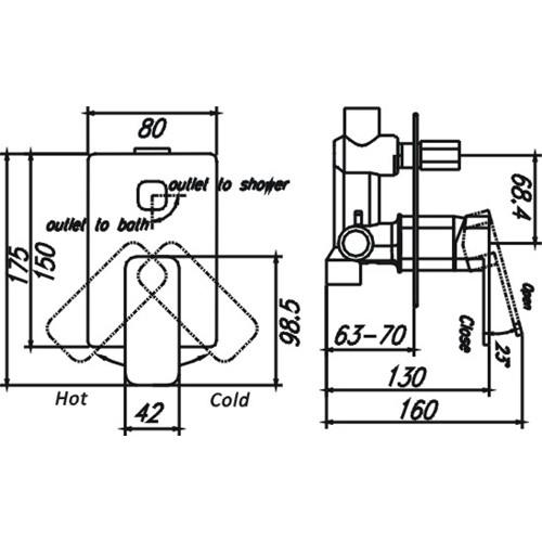 TAPWARE - Elegant Shower Mixer with Diverter - 