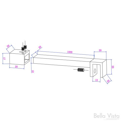 SHOWERS - Glass Panel Support Rod - Square - 