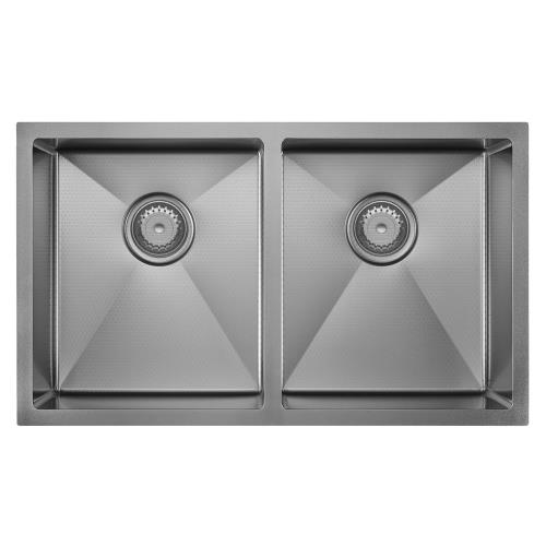 SINKS AND TROUGHS - Hana Anti-Scratch 27L/27l Double Bowl Sink - Gun Metal Grey, Sink Only