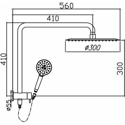 TAPWARE - Ideal Round Black Double Shower on Bracket - 