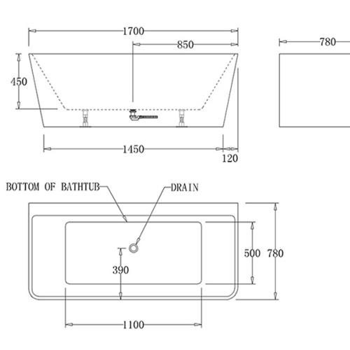 BATHS - INDI Wall Faced Free Standing Bath Tub - 