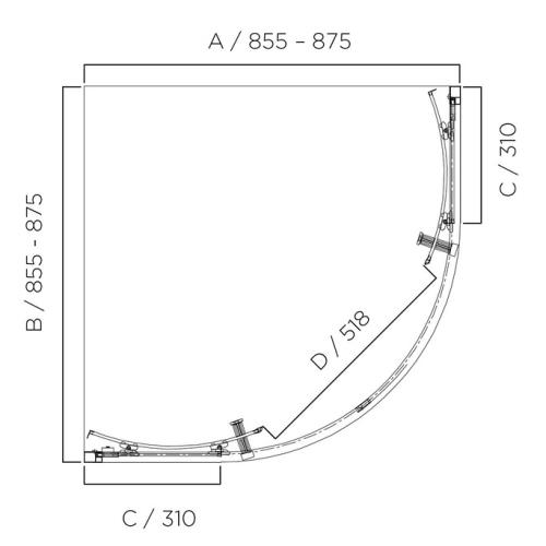 SHOWERS - Louve Curved Slider Chrome Shower Screen - 