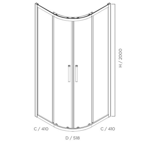SHOWERS - Louve Curved Slider Chrome Shower Screen - 