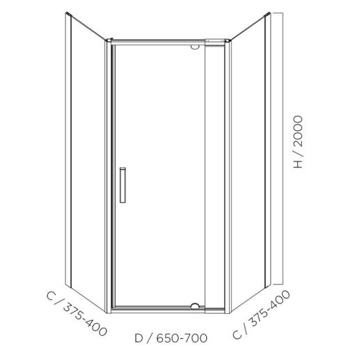 SHOWERS - Louve Neo Pivot Angle Chrome Shower Screen - 