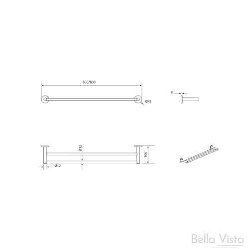 ACCESSORIES - Mica Double Towel Rail 800mm - 