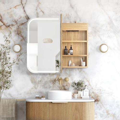 MIRRORS AND CABINETS - Newport LED Shaving Cabinets - 900 x 750mm