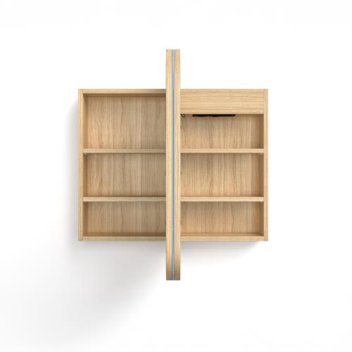 MIRRORS AND CABINETS - Newport LED Shaving Cabinets - Natural Oak