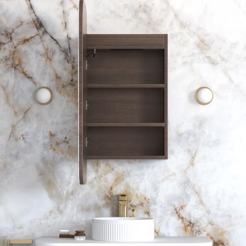MIRRORS AND CABINETS - Newport LED Shaving Cabinets - Sable Walnut
