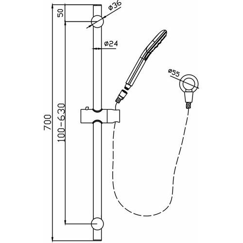 TAPWARE - Parker Brushed Gold Round Shower on Rail - 