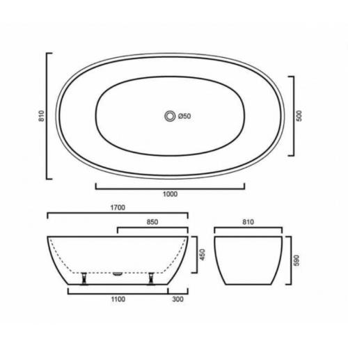 BATHS - STELA Matt Black Free Standing Bath Tub - 