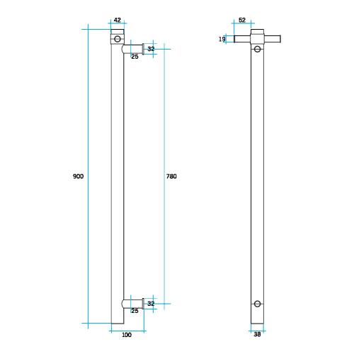 ACCESSORIES - Thermorail Round 12 Volt Vertical Single Heated Towel Rail - 