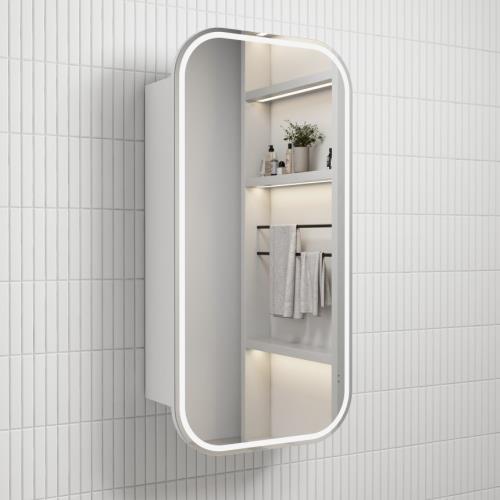 MIRRORS AND CABINETS - Vienna LED Shaving Cabinet Matt White - 