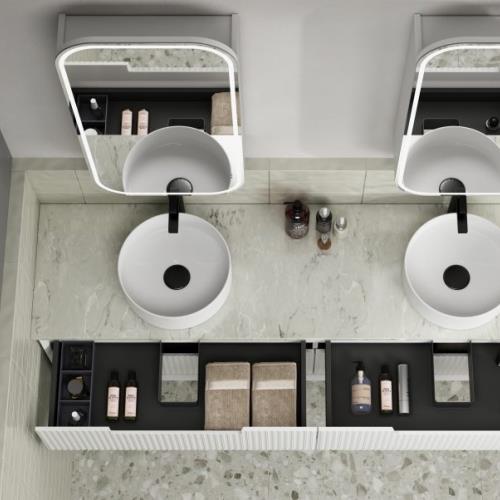 MIRRORS AND CABINETS - Vienna LED Shaving Cabinet Matt White - 