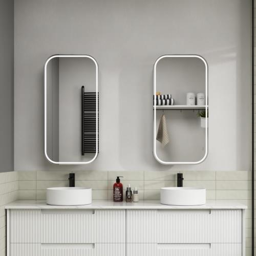 MIRRORS AND CABINETS - Vienna LED Shaving Cabinet Matt White - 
