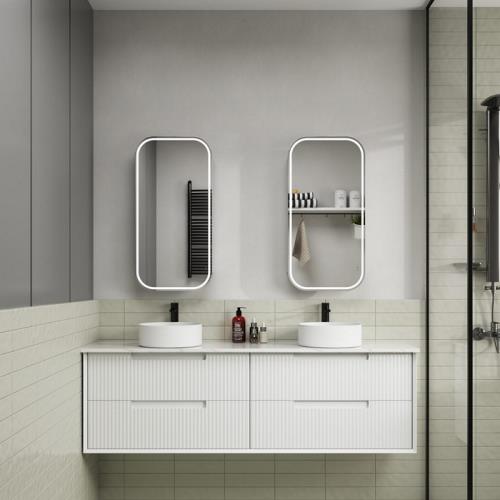 MIRRORS AND CABINETS - Vienna LED Shaving Cabinet Matt White - 